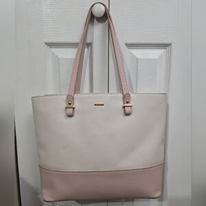 LoveVook Large Pink Two Tone Double Shoulder Strap Bag Purse Tote